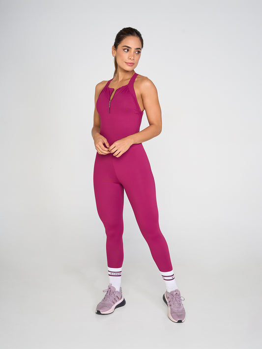 Burgundy Zip Jumpsuit