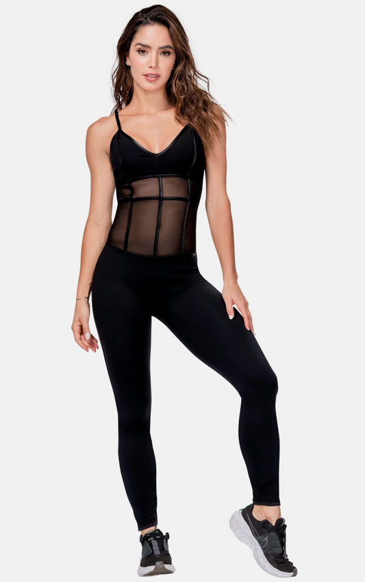 Supplex With Semi Transparent Mesh Jumpsuit