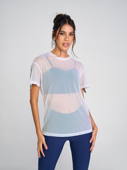 Mesh White Bluse