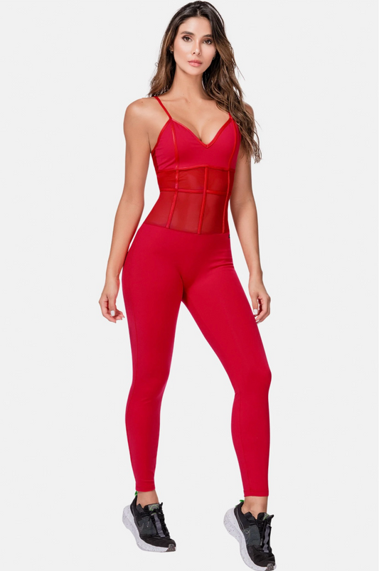 Supplex With Semi Transparent Mesh Jumpsuit