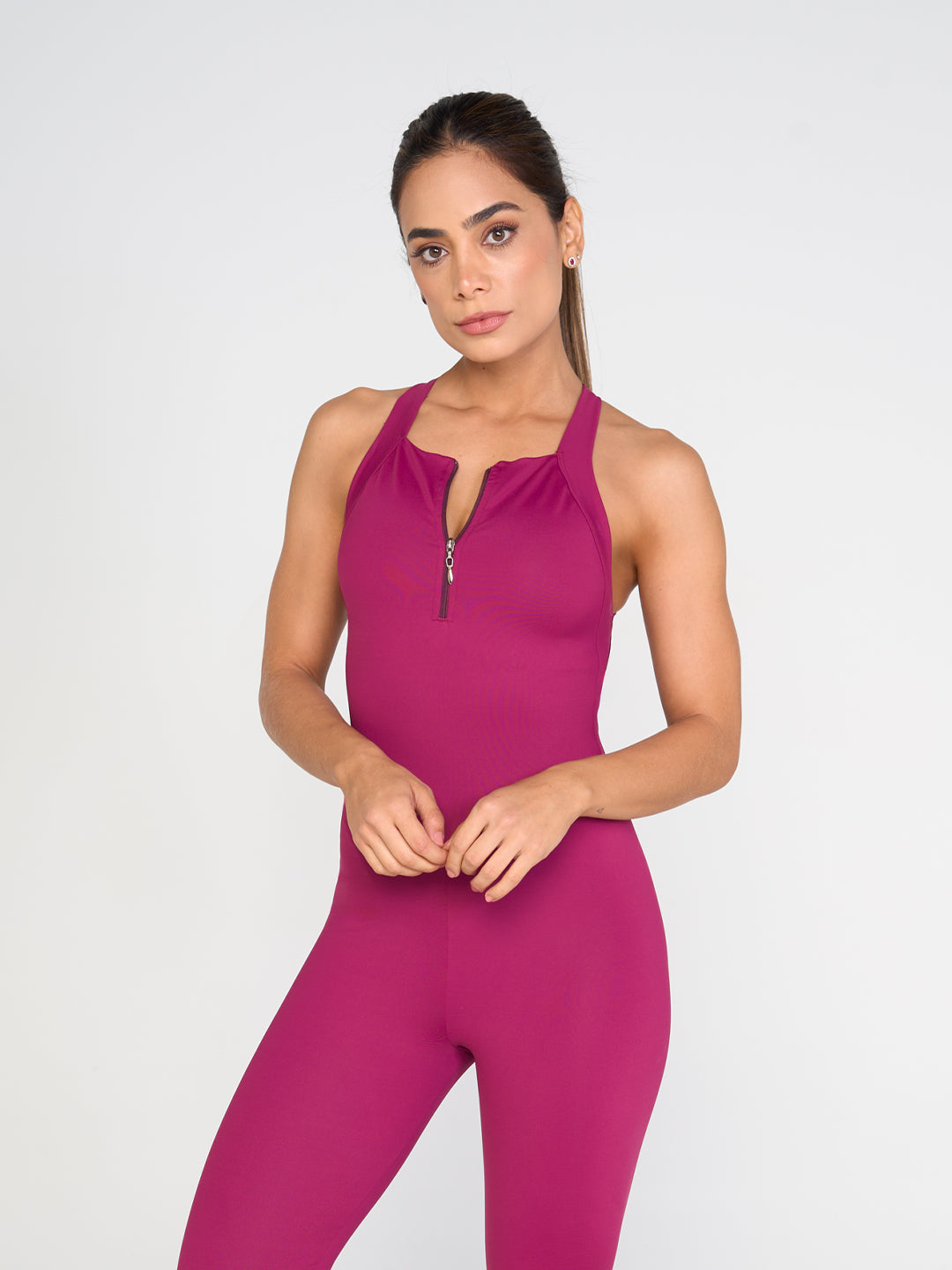 Burgundy Zip Jumpsuit