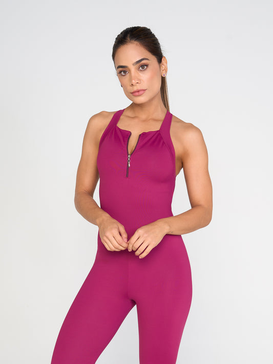 Burgundy Zip Jumpsuit