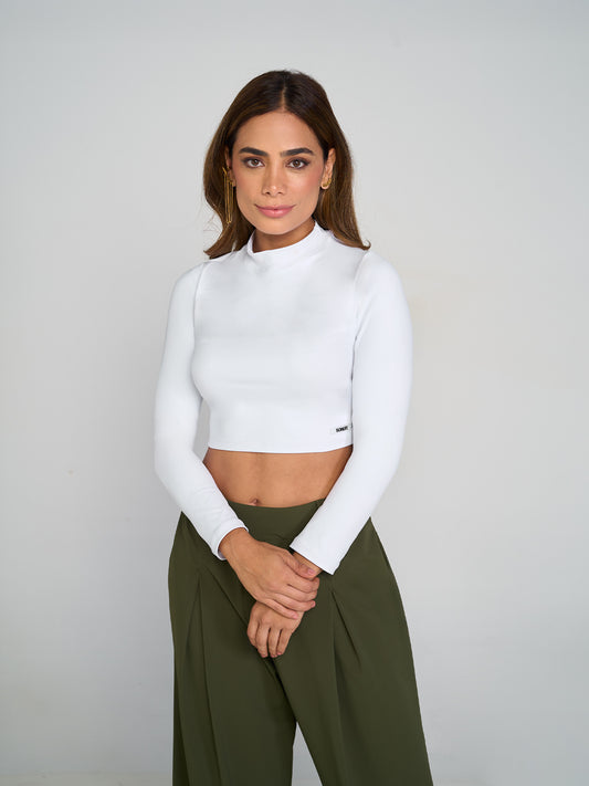 Élite White Crop Top
